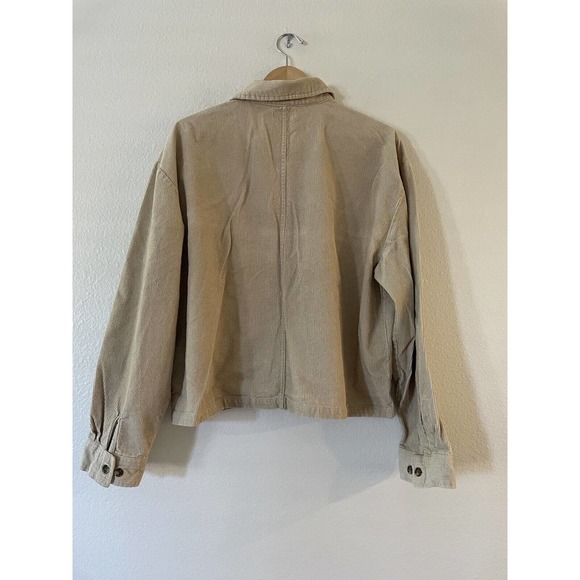 Brixton Size XL Womens Bowery Corduroy Button-Up Shirt Jacket Long Sleeve Beige - Picture 2 of 7